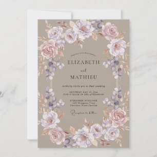 Convite Florescimento Etéreo Malva Casamento