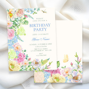 Convite Florescimento floral estético de aniversário