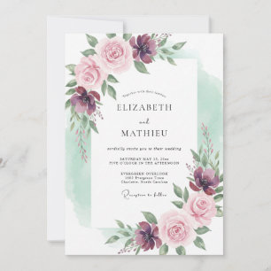 Convite Florescimento Romântico Casamento Flor de Malva