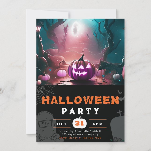 Convite Floresta Assustadora de Jack-O' Lantern no Hallowe (Frente)