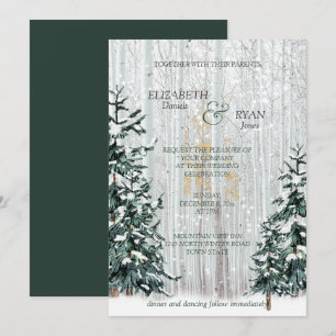 Convite Floresta Branca de Casamento no inverno Pinheiros