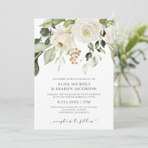 Convite Floresta Branca de Folhagem de Casamento Greenery
