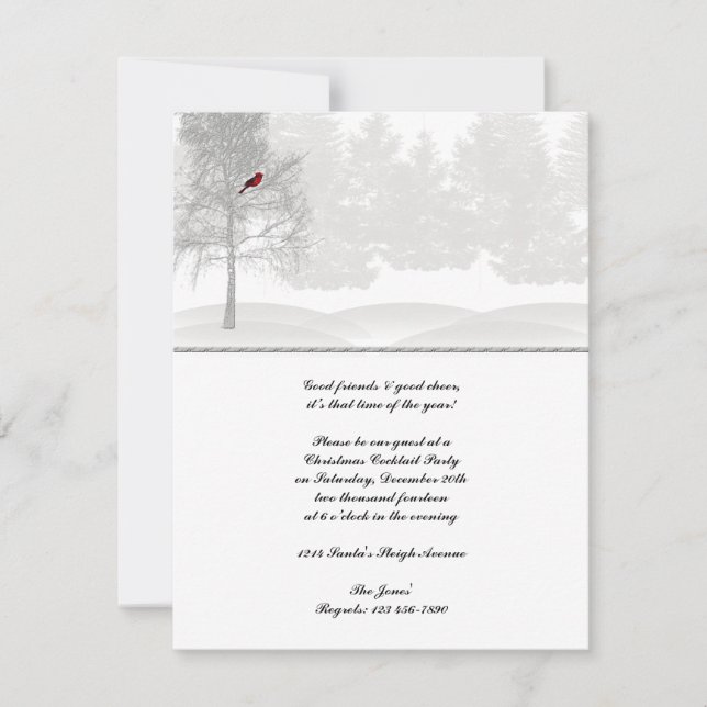 Convite Floresta Branca de Neve com Cardeal Vermelho (Frente)