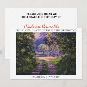 Convite Floresta Colorida Azul Claro Roxo Amarelo Verde