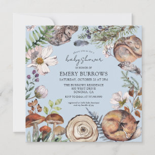 Convite Floresta Cura Floresta Cura Chá de fraldas Azul