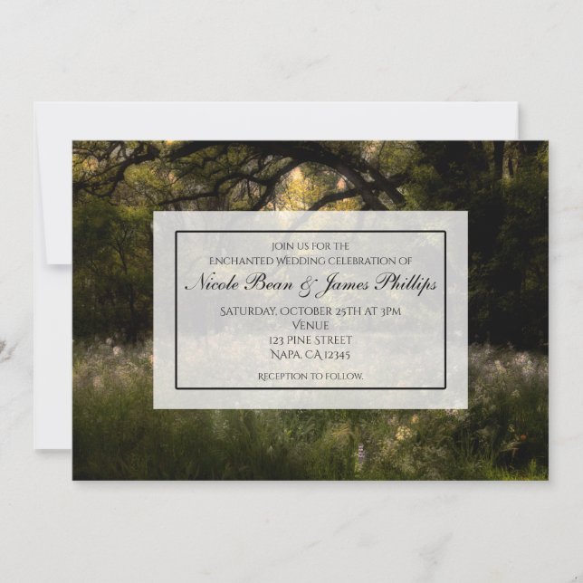 Convite Floresta de Árvore de Casamento Floral Rústica Enc (Frente)