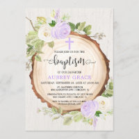 Floresta de batismo rústico com menina verde-roxa