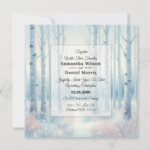 Convite Floresta de Bétula Azul Congelada Casamento