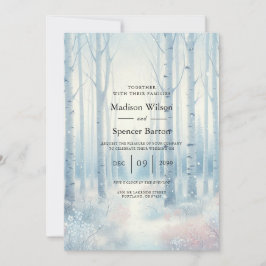 Convite Floresta de Bétula Azul Geada Casamento