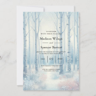 Convite Floresta de Bétula Azul Geada Casamento