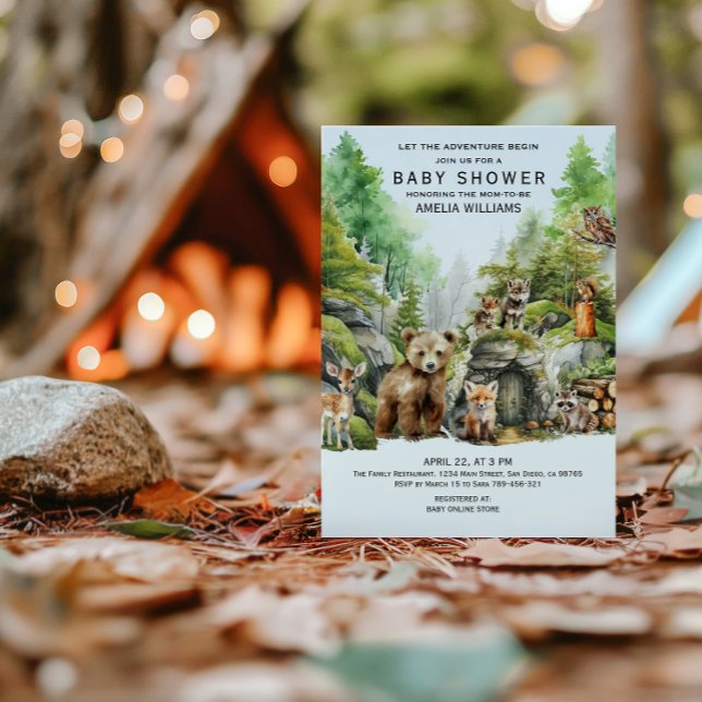 Convite Floresta de Floresta Aquarela Verde Whimetizada (Criador carregado)