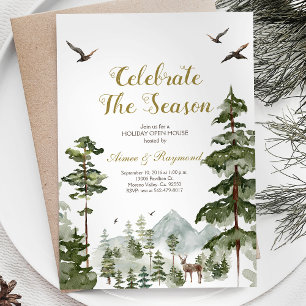 Convite Floresta de inverno celebra a casa aberta da tempo