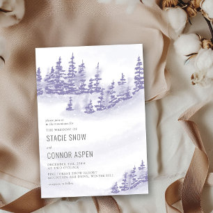 Convite Floresta de Inverno em Cinza Lavanda Casamento na