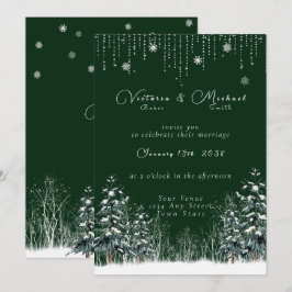 Convite Floresta de Inverno Neve Pinheiros Casamento