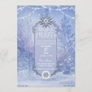 Convite Floresta de inverno Pinheiros Snowflakes Festa Doc