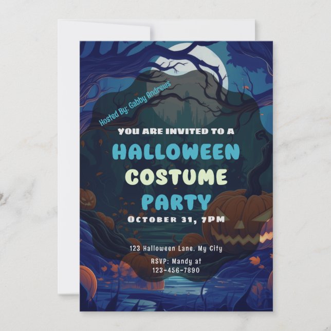 Convite Floresta de Lanternas de Jack-O no Dia das Bruxas  (Frente)