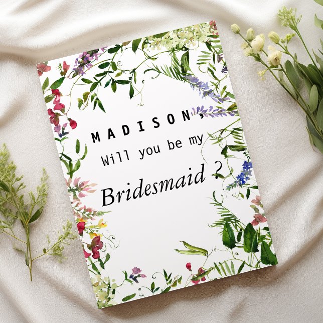 Convite Floresta de lavanda verde-rosa-verão, Bridesmaid (Summer pink green lavender mint floral Bridesmaid)