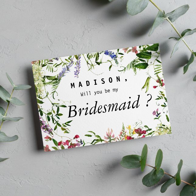 Convite Floresta de lavanda verde-rosa-verão, Bridesmaid (Summer pink green lavender mint floral Bridesmaid Invitation )