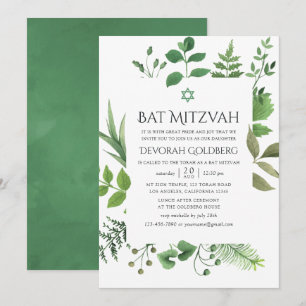 Convite Floresta de Madeira Verde Bat Mitzvah