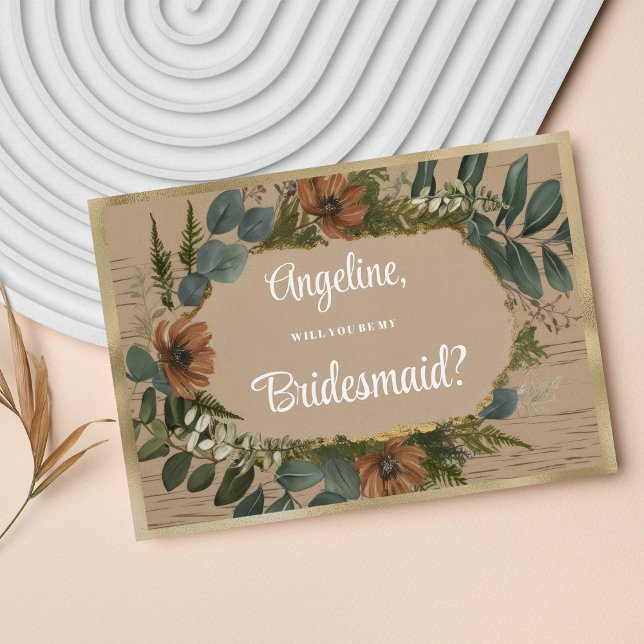 Convite Floresta de pata-rústica botânica (Botanical rustic woodland floral Bridesmaid )