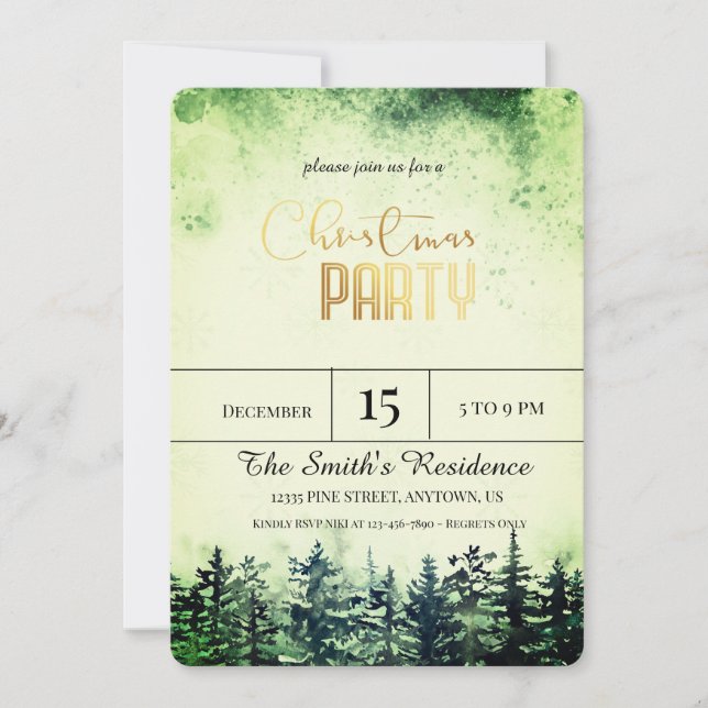 Convite Floresta de Pinheiros de Neve Aquática (Frente)