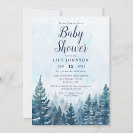 Convite Floresta de pinheiros elegante de inverno Baby Sho