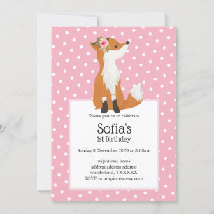 Convite floresta de raposa, fofo