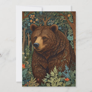 Convite Floresta de trabalho de arte boho-do-urso-pardo