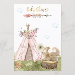 Convite *~* Floresta de Woodland do Esquilo Boho Teepee Bo