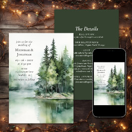 Convite Floresta de Woodland Rustic Lake em Um Casamento