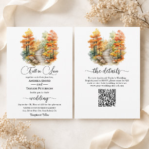 Convite Floresta do Amor no Outono em um Casamento Complet