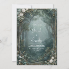 Convite Floresta Dourada Nebulosa Crisântemo Branco Casame
