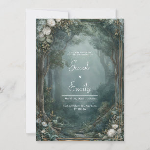 Convite Floresta Dourada Nebulosa Crisântemo Branco Casame