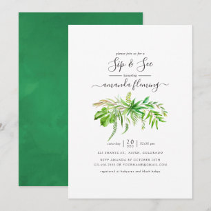 Convite Floresta em Aquarela Verde Bebida e Visão