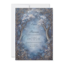 Floresta Encantada Azul Nebulosa com Filigrana Dou