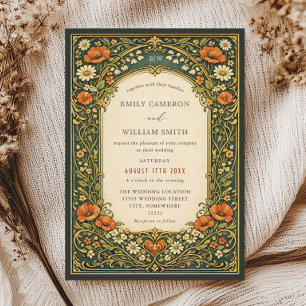 Convite Floresta Encantada Casamento Vintage Art Nouveau