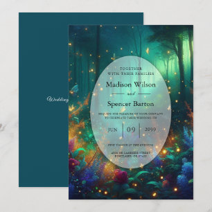 Convite Floresta Encantada de Casamento de Joias Radiantes