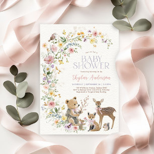Convite Floresta Encantada de Flores Silvestres Baby Showe