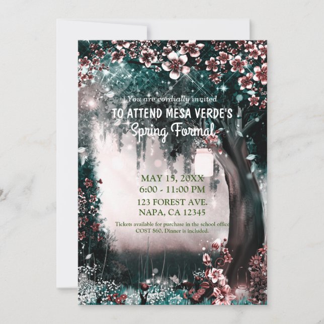 Convite Floresta Encantada de Madeira de Fantasia Dança de (Frente)