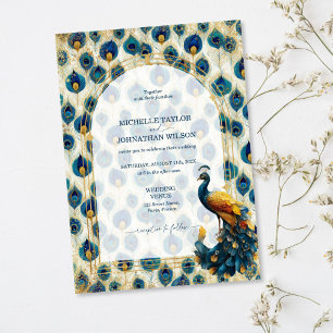 Convite Floresta Encantada de Pena de Pavão Vintage Elegan
