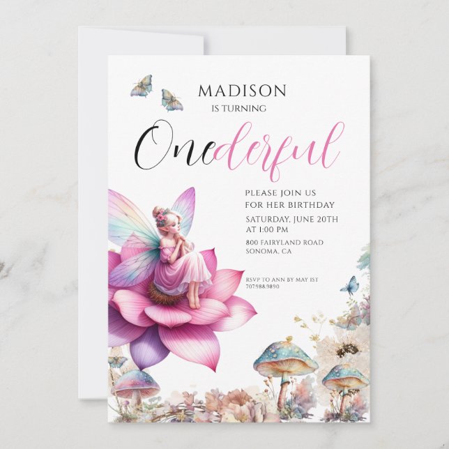 Convite Floresta Encantada de primeiro aniversario de Leit (Frente)