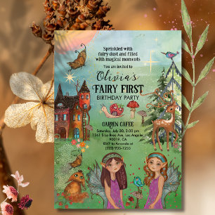 Convite Floresta Encantada Fada Primeiro Aniversário Mágic