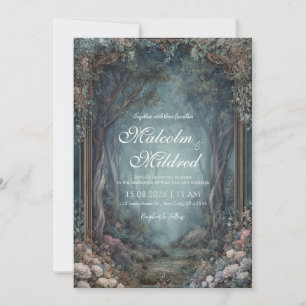 Convite Floresta Encantada Ornamentada a Ouro Casamento Fl