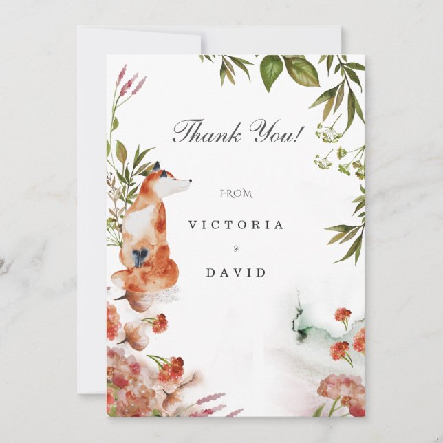 Convite Floresta Encantada Raposa Casamento de Lobo Cervo  (Frente)