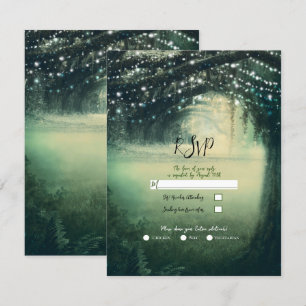 Convite Floresta Encantada Verde Luzes Azuis Casamento RSV