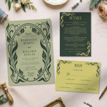 Floresta Escuro Verde Salvia Art Nouveau Casamento