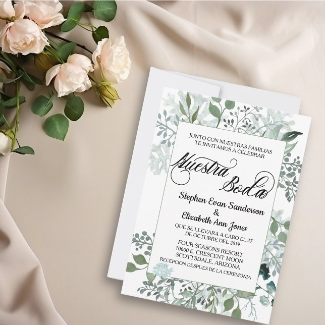 Convite Floresta Espanhola Greenery Foliage Boda (Criador carregado)