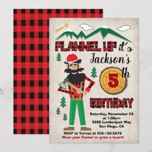 Convite Floresta Flannel de Festa de aniversário Lumberjac