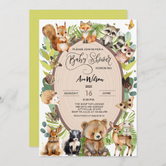 Convite Floresta Florestal Chá de fraldas Rústico