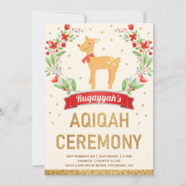 Convite Floresta Florestal Floral Dourada Deer Aqiqah